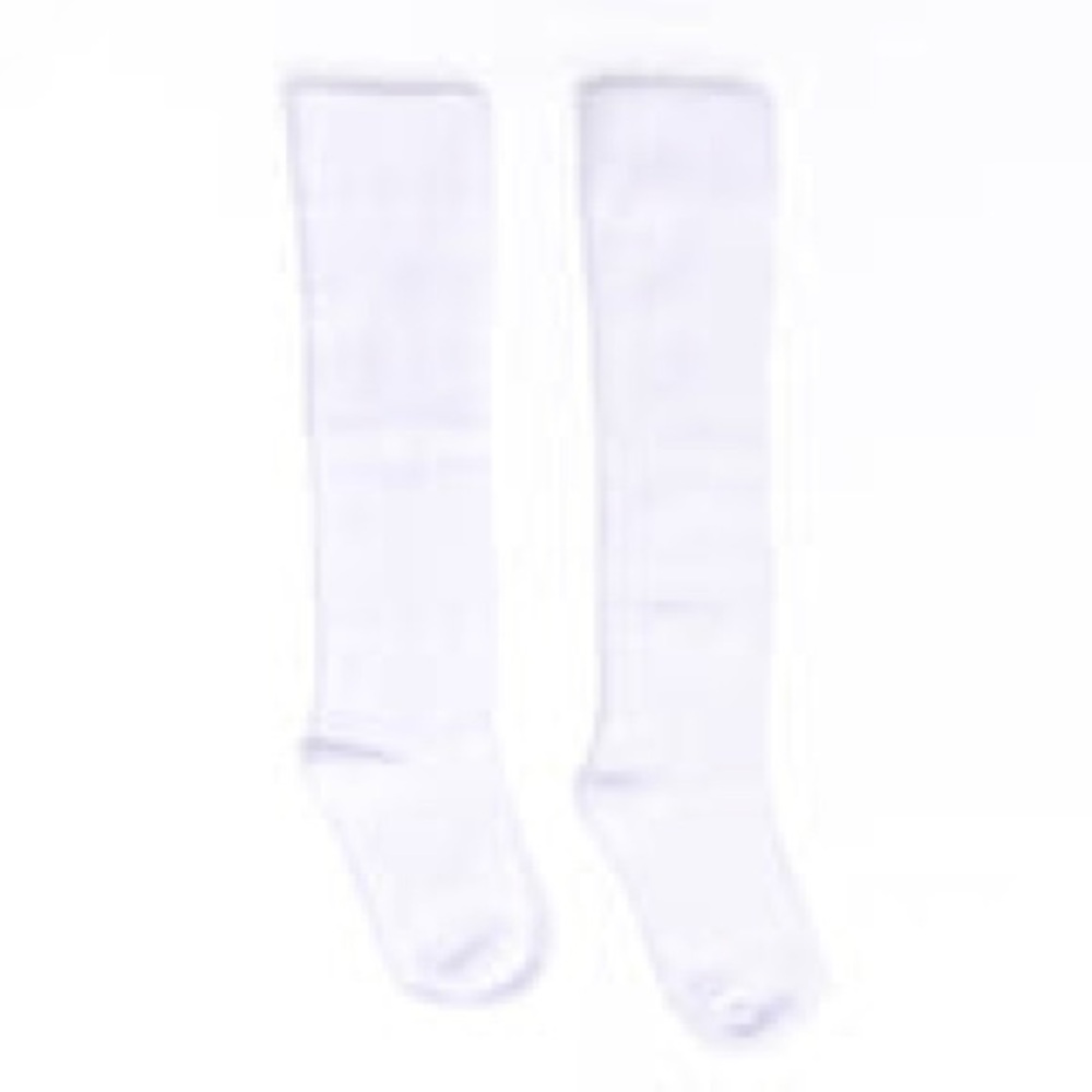 Stitchy Fish Knee-High Socks in White, Sie 2T-3T